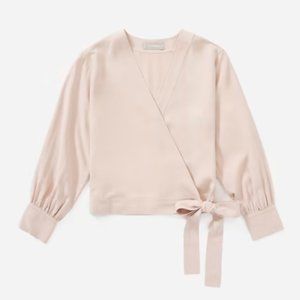 Everlane The Washable Silk Wrap Top Size 6